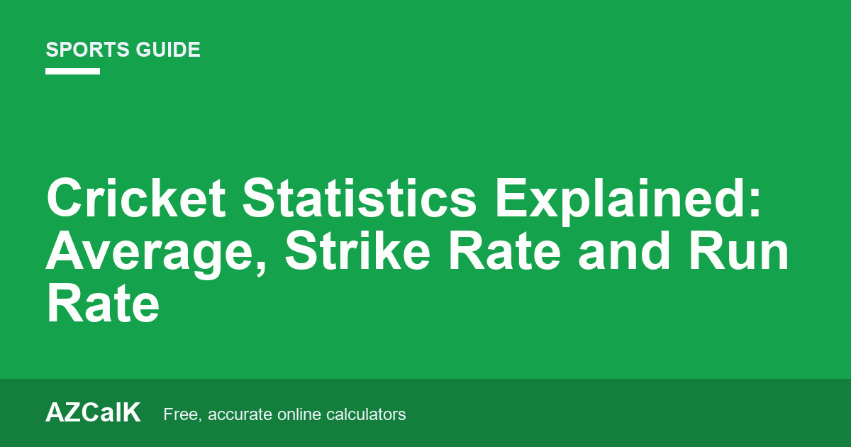 Cricket Statistics Explained: Average, Strike Rate and Run Rate